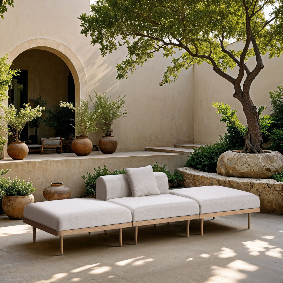 Laguna - 3 Piece Resilient Water Resistant Fabric Outdoor Patio Armless Modular Sofa