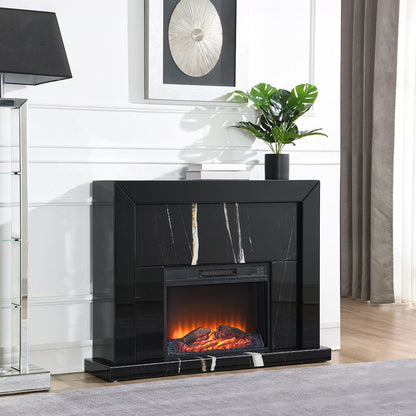Drisana - Fireplace - Black Mirrored