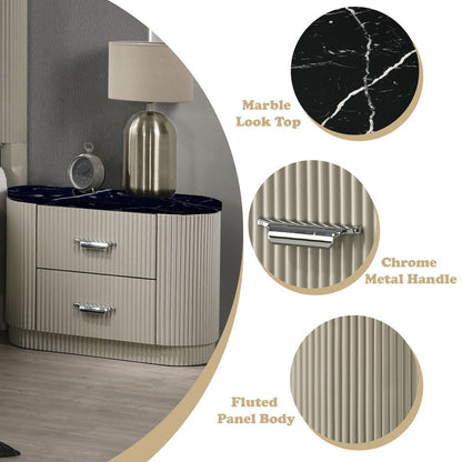 Travonte - Nightstand - Gray / Beige