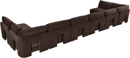 Hammond - Velvet Performance Fabric Upholstered 8 Piece U-Shaped Armless Sectional - Beige