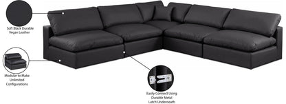 Comfy - 5 Piece Faux Leather Modular Corner Armless Sectional