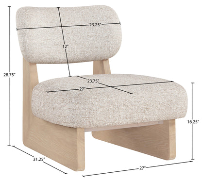 Vetra - Linen Textured Fabric Upholstered Accent Chair With Natural Base