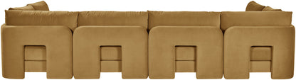 Hammond - Velvet Performance Fabric Upholstered 6 Piece U-Shaped Armless Sectional