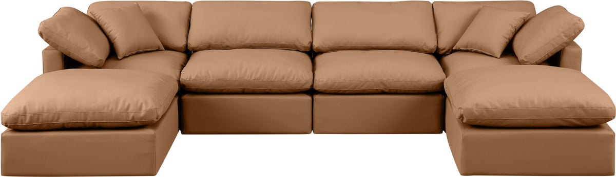 Indulge - Faux Leather 6 Piece Modular Double Chaise Sectional