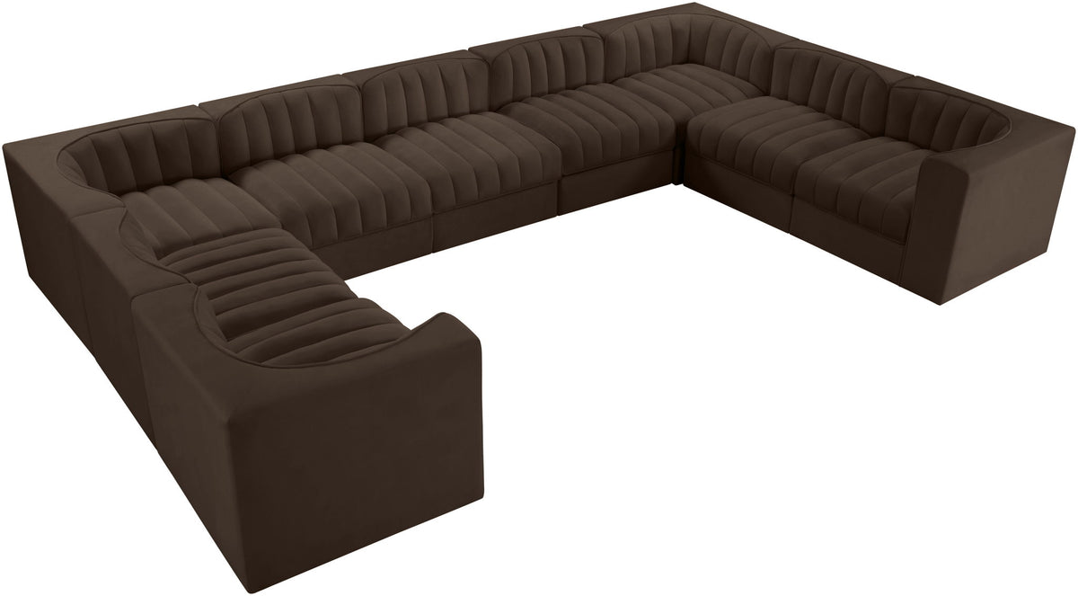 Rummi - Velvet Performance Fabric Upholstered 9 Piece Modular Sectional