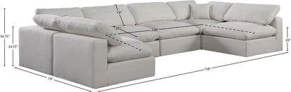 Comfy - 6 Piece Linen Modular Armless Sectional