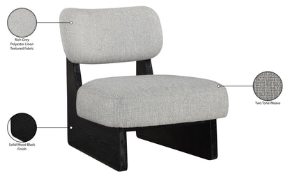 Vetra - Linen Textured Fabric Upholstered Accent Chair With Black Base