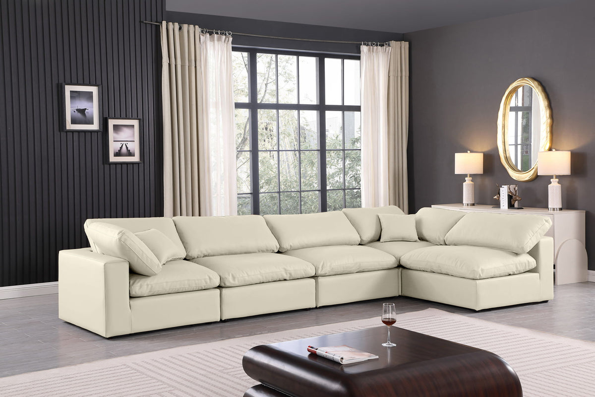 Comfy - 5 Piece Faux Leather Modular Sectional