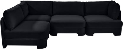 Hammond - Velvet Performance Fabric Upholstered 4 Piece Armless Sectional
