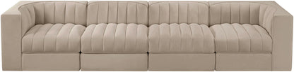 Rummi - Velvet Performance Fabric Upholstered 4 Piece Modular Sofa
