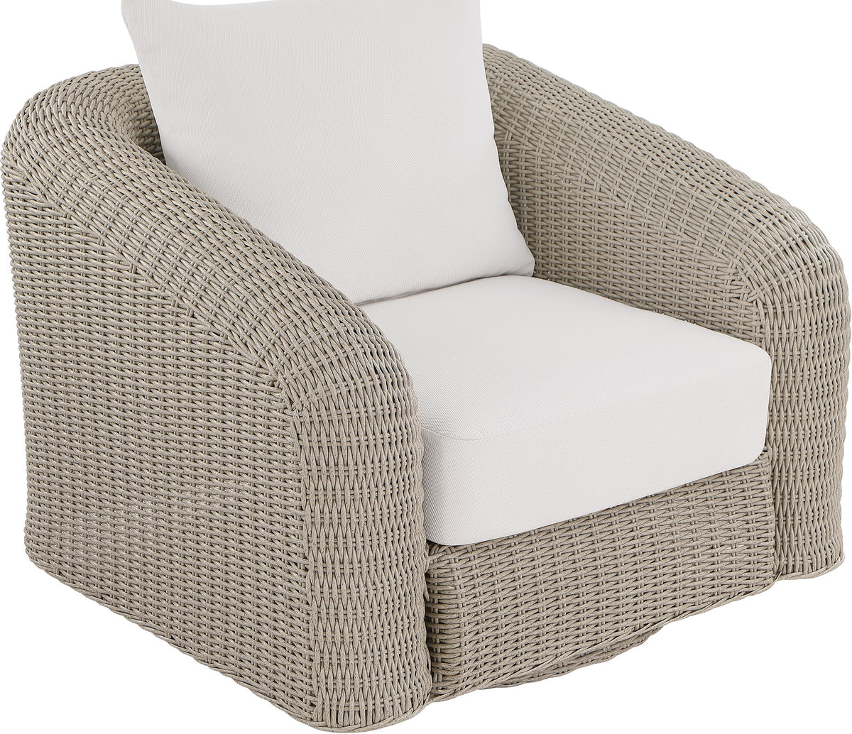 Seacrest - Olefin Water Resistant Fabric And Wicker Outdoor Patio Swivel Chair
