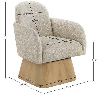 Marlowe - Linen Textured Fabric Upholstered Swivel Accent Chair - Stained Natural