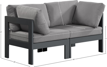 Nizuc - Outdoor Patio 2 Seat Modular Sofa With Gray Frame