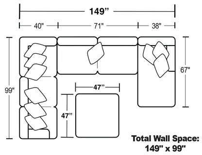 Crawford - Sectional With Cocktail Ottoman