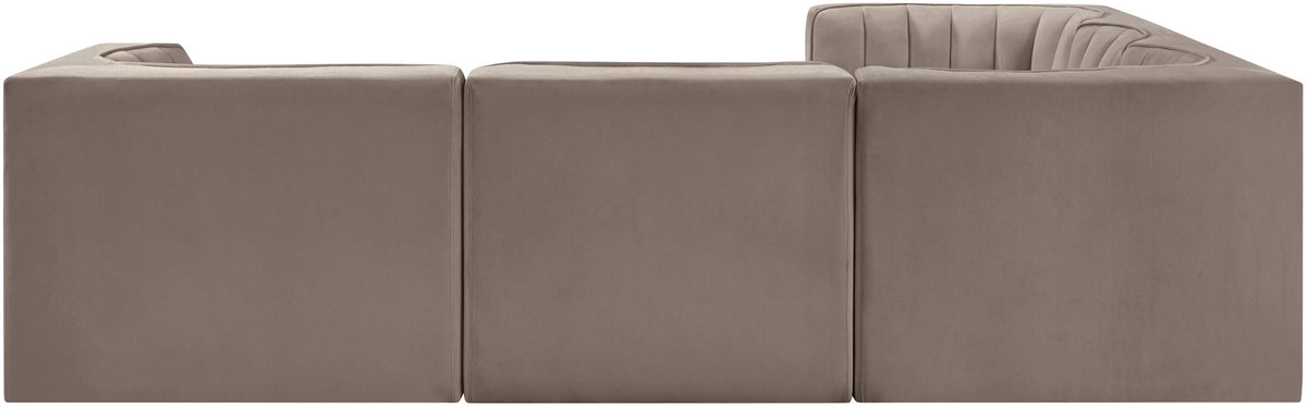 Rummi - Symmetrical Velvet Performance Fabric Upholstered 5 Piece Modular Sectional