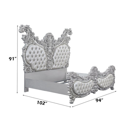 Valkyrie - Eastern King Bed - Synthetic Leather & Antique Platinum
