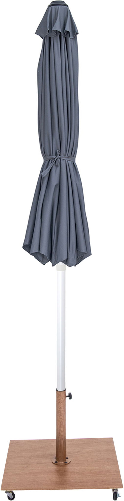 Fiji - Aluminum Patio Umbrella With Square Teak And White Base