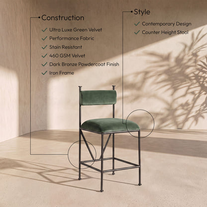 Monarch - Velvet Counter Stool (Set of 2)