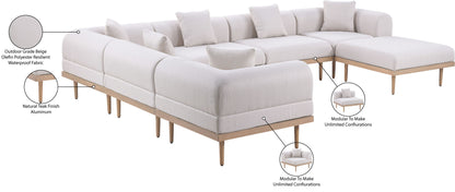 Laguna - 7 Piece Resilient Water Resistant Fabric 142" Upholstered Outdoor Patio Modular Sectional
