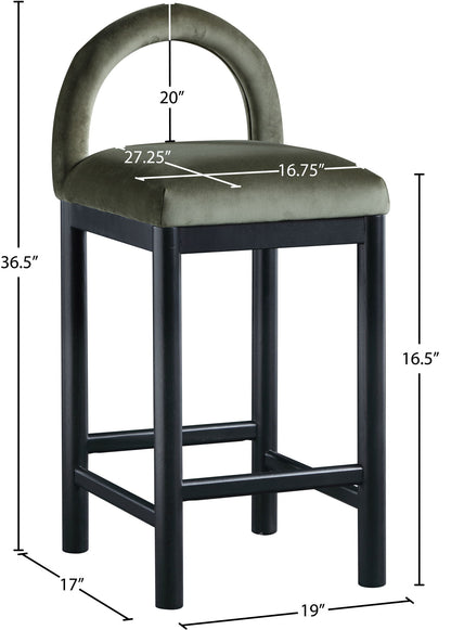 Conrad - Velvet Counter Stool With Black Legs