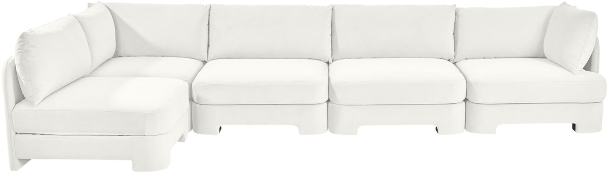 Hammond - Velvet Performance Fabric Upholstered 5 Piece L-Shaped Sectional