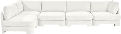 Hammond - Velvet Performance Fabric Upholstered 5 Piece L-Shaped Sectional