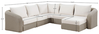 Seacrest - Olefin Water Resistant Fabric And Wicker 6 Piece Outdoor Patio Modular Sectional