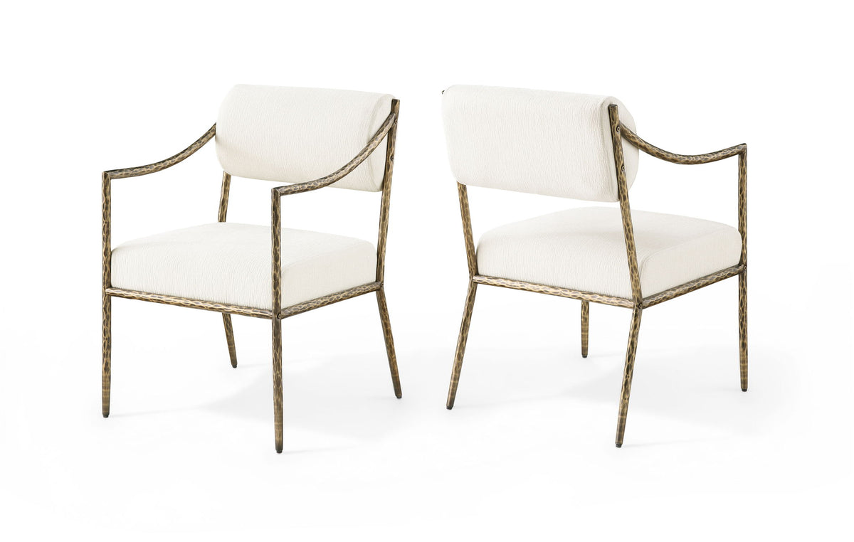 Bastille - Upholstered Dining Arm Chair (Set of 2) - Brass Frame