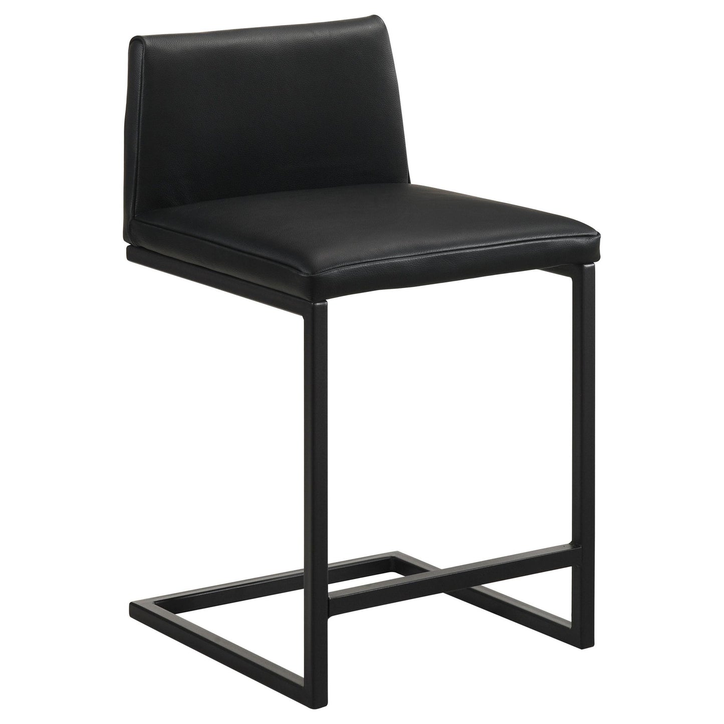 Vardon Genuine Leather Counter Height Chair Black (Set of 2)