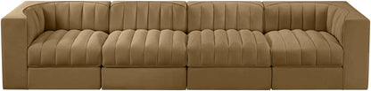 Rummi - Velvet Performance Fabric Upholstered 4 Piece Modular Sofa