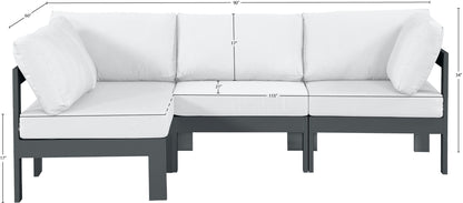 Nizuc - Outdoor Patio 4 Piece Modular Sectional With Gray Frame