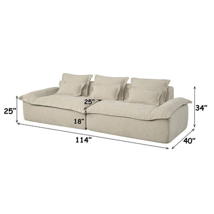 Jesse - Oversized Sofa With 6 Pillows - Beige Linen