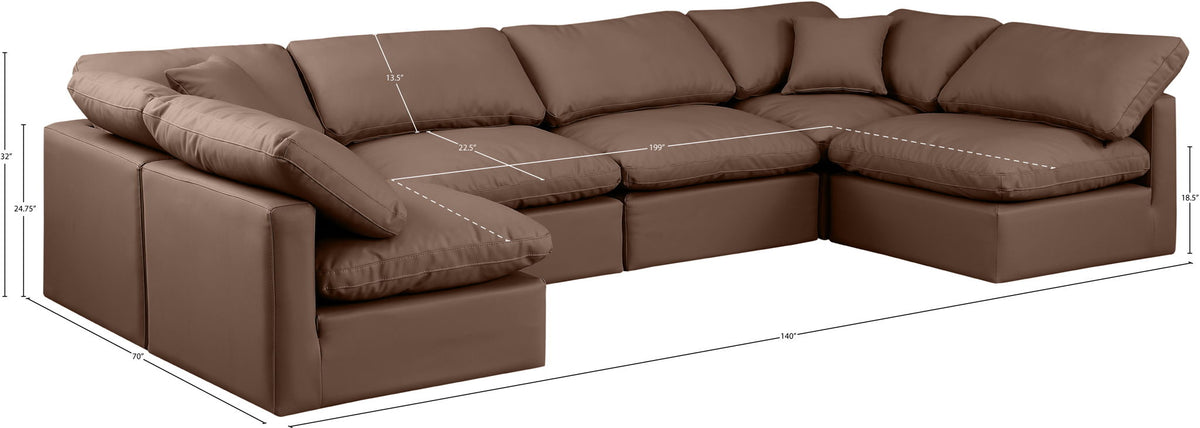 Indulge - Faux Leather 6 Piece Modular U-Shaped Sectional