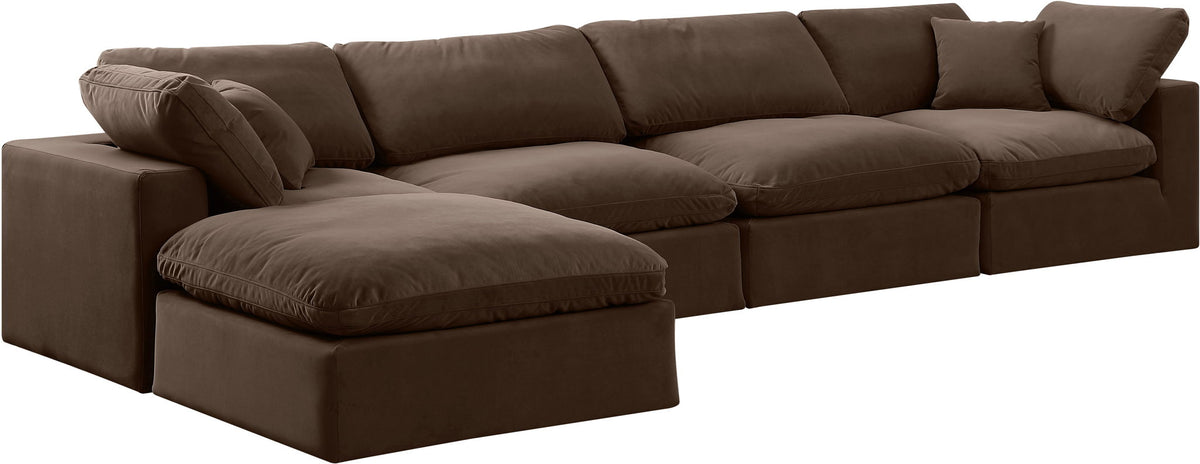Comfy - 5 Piece Velvet Modular Sectional With Chaise