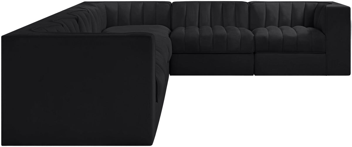 Rummi - Velvet Performance Fabric Upholstered 7 Piece Modular Sectional (With 3 Corner Chairs)