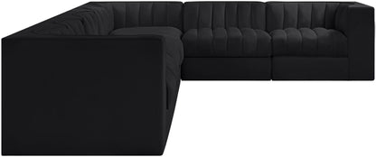 Rummi - Velvet Performance Fabric Upholstered 7 Piece Modular Sectional (With 3 Corner Chairs)