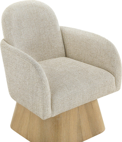 Marlowe - Linen Textured Fabric Upholstered Swivel Accent Chair - Stained Natural