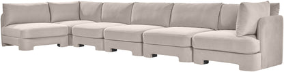 Hammond - Velvet Performance Fabric Upholstered 6 Piece L-Shaped Armless Sectional