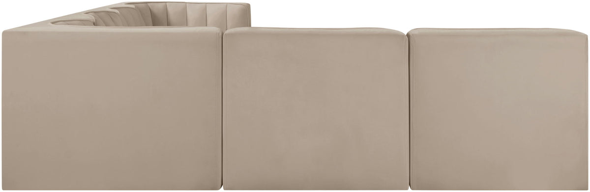 Rummi - Velvet Performance Fabric Upholstered 6 Piece Modular Sectional