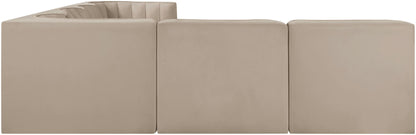 Rummi - Velvet Performance Fabric Upholstered 6 Piece Modular Sectional