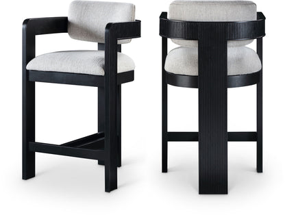 Sacha - Linen Stool With Black Base