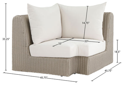 Seacrest - Olefin Water Resistant Fabric And Wicker Outdoor Patio Corner Chair