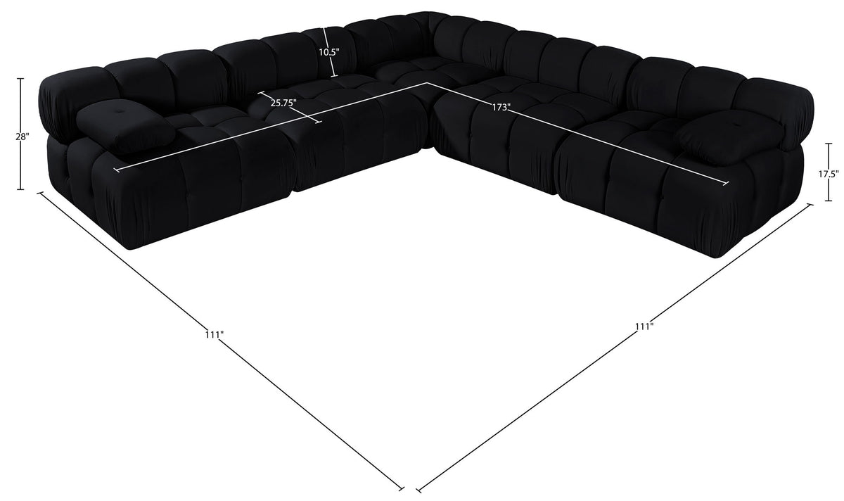 Orin - Velvet Fabric 5 Piece Modular Sectional