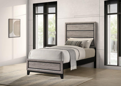 Valen Wood Twin Panel Bed Light Taupe
