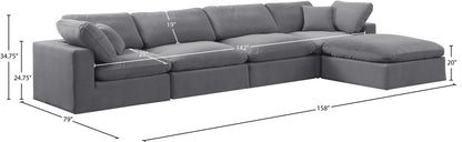 Comfy - 5 Piece Velvet Modular Sectional With Chaise