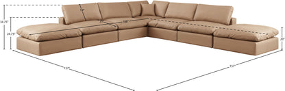 Comfy - 7 Piece Faux Leather Modular Corner Sectional - Tan