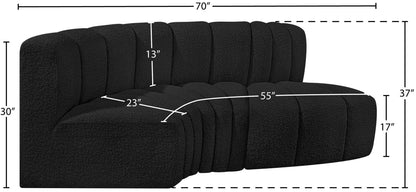Arc - Boucle Fabric 3 Piece Modular L-Shaped Sofa