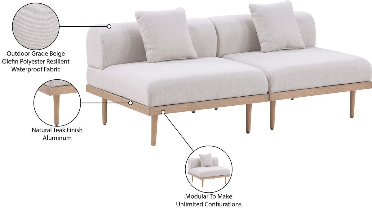 Laguna - 2 Piece Resilient Water Resistant Fabric 71" Outdoor Patio Armless Modular Loveseat
