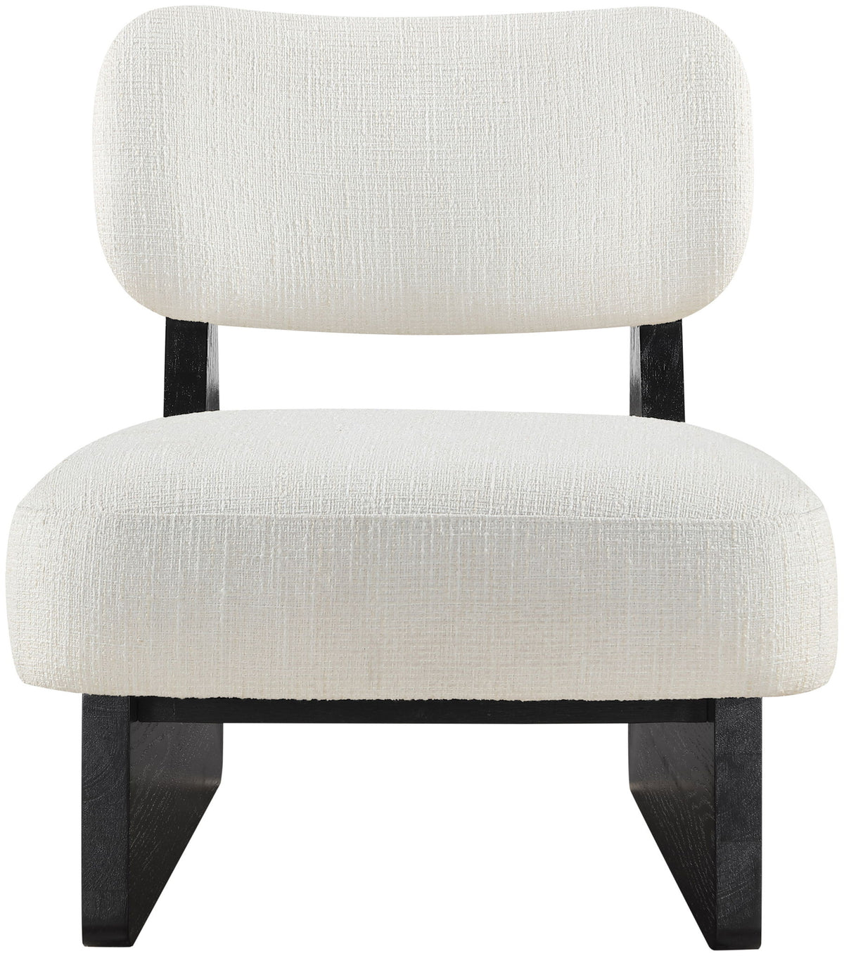 Vetra - Linen Textured Fabric Upholstered Accent Chair With Black Base