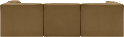 Rummi - Velvet Performance Fabric Upholstered 4 Piece Modular Sectional, With Reverse Corner Chair